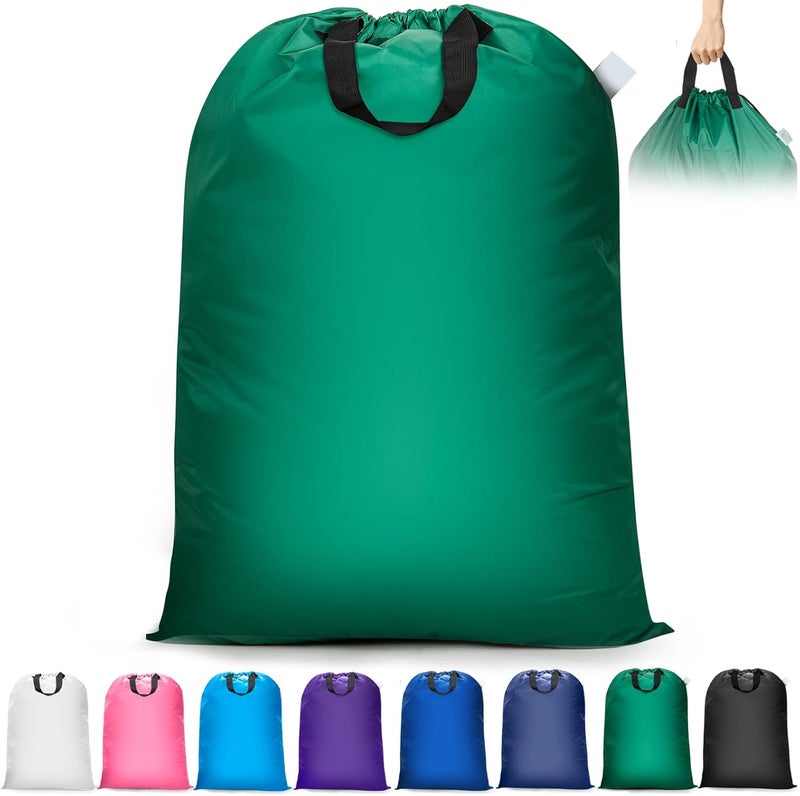 Isink Extra Large Laundry Bag With Handles, Heavy Duty, Travel Laundry Bag for Dirty Clothes, 28" x 40" (Green) - Image 1